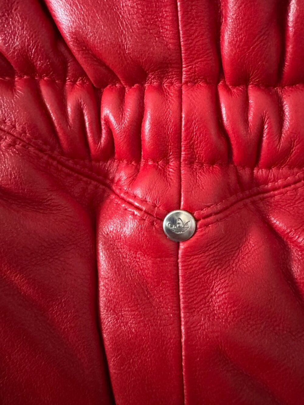 Adidas Originals Y2K Red Genuine Leather Puffer Jacket – Factory SAMPLE RARE M - Picture 7 of 14